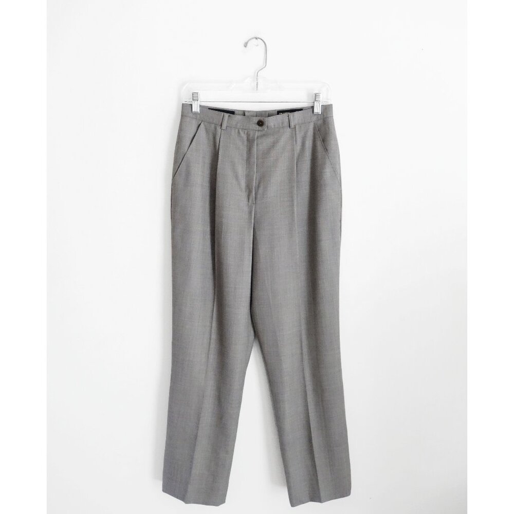 Escada Grey Lightweight Wool Pleated Trousers DE 38 US 8